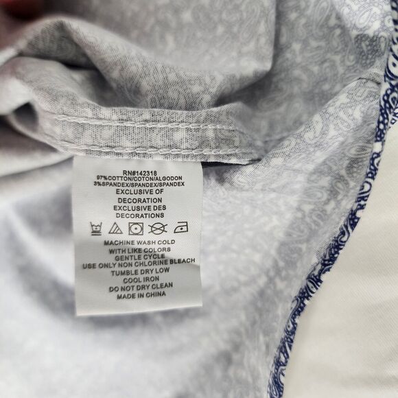 Nick Graham Everywhere Mens Shirt 2XL Blue Paisley Flip Cuff Modern Fit Stretch - Picture 11 of 11